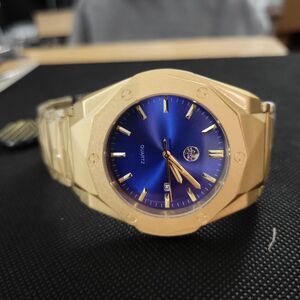 No-brand Men's Blue and Gold Watch